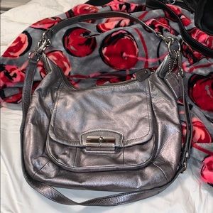 REAL coach metallic silver bag